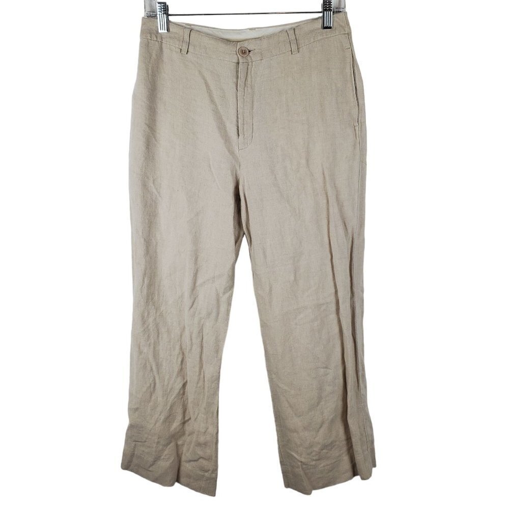 Vintage GAP Linen pants Womens 4 Straight Leg Cropped Khaki Y2K 2000 Beige